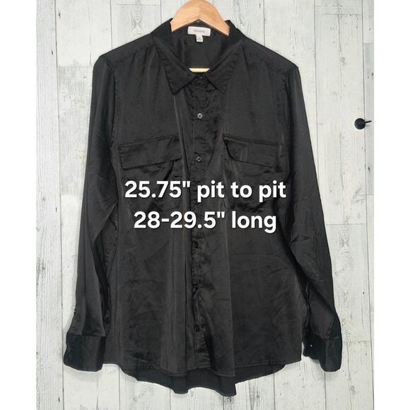 Equipment Black Satin Button Down Blouse Sz. XL - Picture 4 of 7